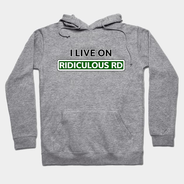 I live on Ridiculous Rd Hoodie by Mookle
